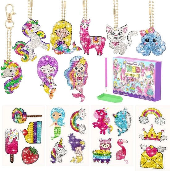Set di Pittura a Diamanti per Bambini - Assemblaggio 5D a Doppia Faccia - Chiave da Parete - 8 Pezzi di Adesivi - 15 Pezzi di Gatto Marittimo - Con Scatola Regalo - Per Natale