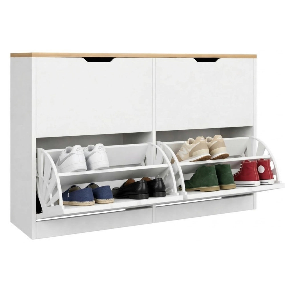 Mobile Portascarpe Invorio, Scarpiera 4 Ripiani, 121x30x79h cm Bianco