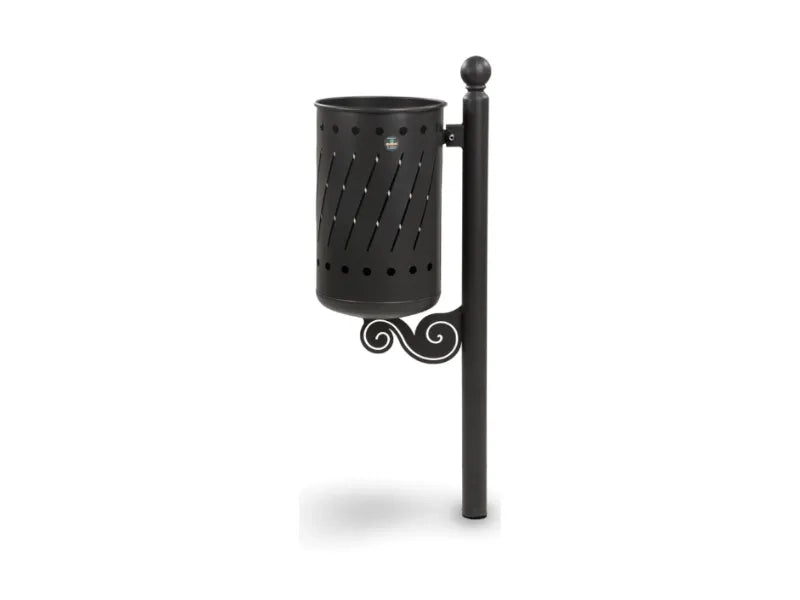 Cestino Decò 575 Giochipark acciaio zincato verniciato Ø30x52h urbano 35lt - Grigio micaceo - Filo pavimento