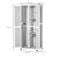 Casetta Porta Attrezzi in Legno di Abete a 3 Livelli con Tetto in Bitume, 77x58x175 cm, Grigio