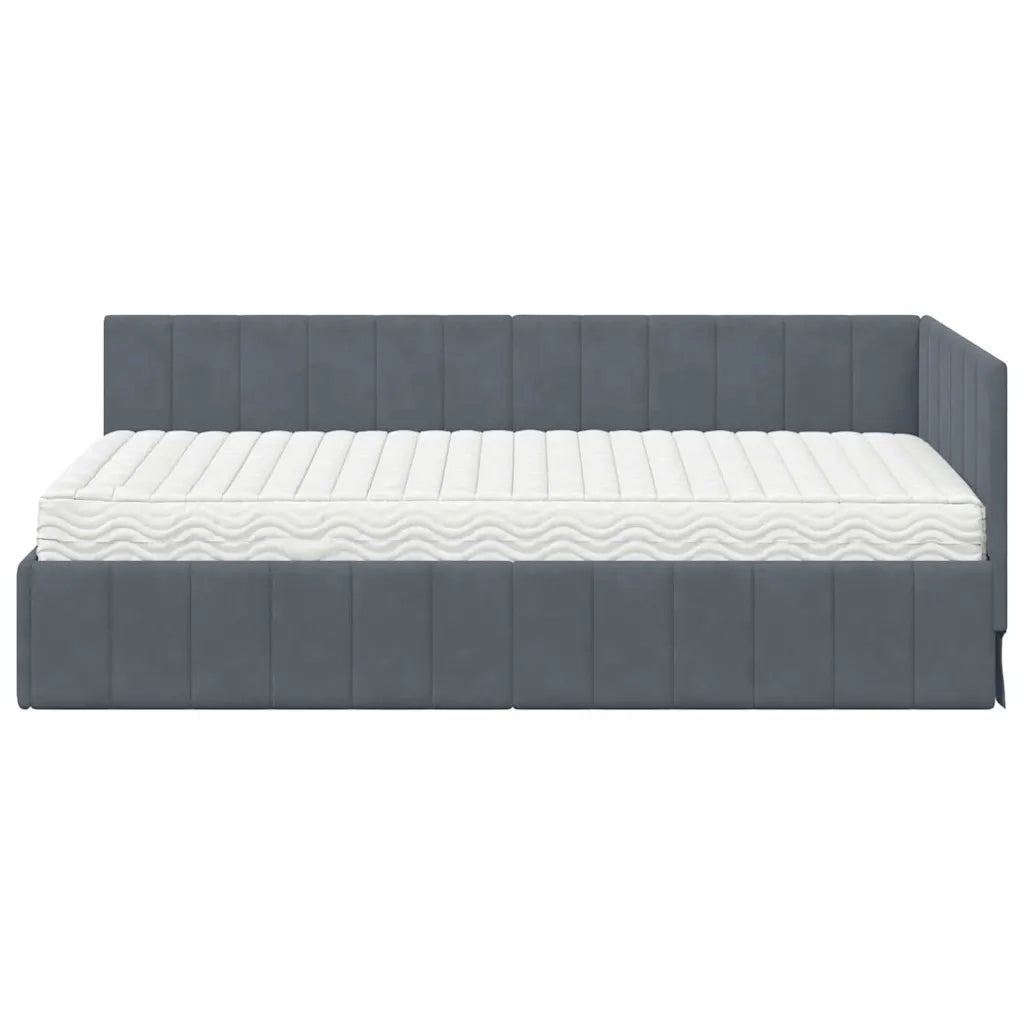Struttura Letto Angolare con Materasso 2 pz-Giroletto con materasso Grigio Velluto 880095