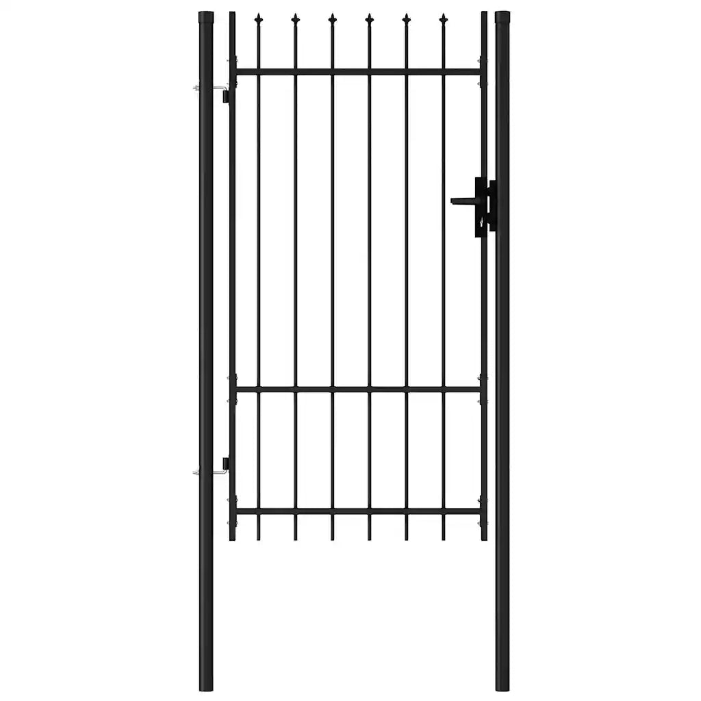 Cancello per recinzione BOXTEL porta singola con punta in acciaio 1x1,75 m Nero 145745
