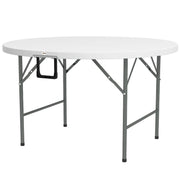 TAVOLO PIEGHEVOLE PER GIARDINO E CAMPEGGIO, IN ACCIAIO E HDPE, Ø122X73 CM, GRIGIO E BIANCO