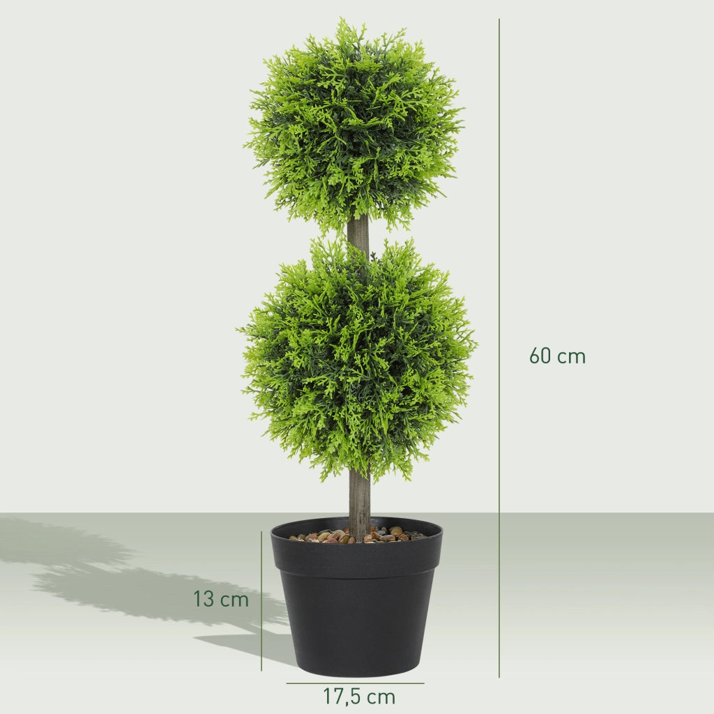 Piante artificiali decorative ¨C zephmum ¨C 2 pezzi, buxus sfera 60 cm, plastica, verde