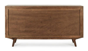 Credenza 2 Ante 3 Cassetti 152x40x85 cm in Legno Marrone