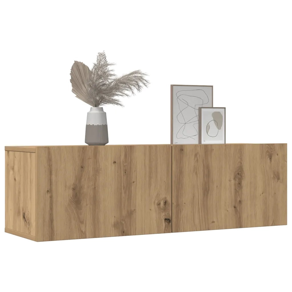 vidaXL Mobili TV a Parete 2pz Rovere Artigianale 100x30x30 cm