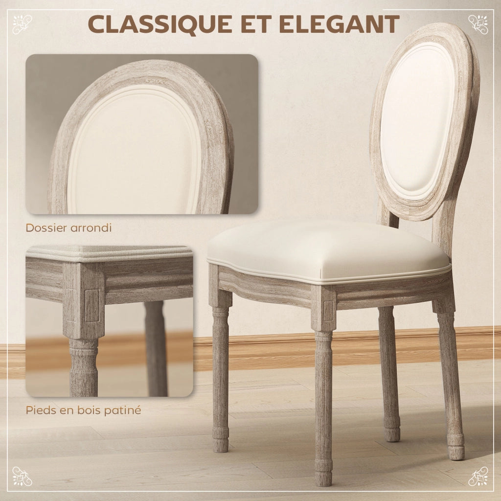 Set di 2 Sedie da Pranzo ¨C zephmum ¨C Legno Massello Stile Retr¨° Beige