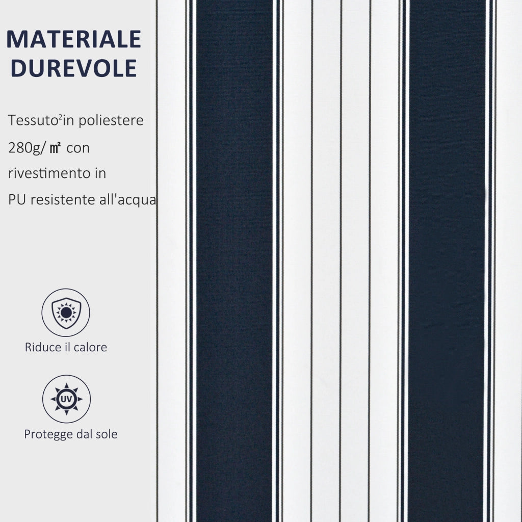 Easycomfort Tenda da Sole a Bracci per Esterno con Manovella, Metallo e Poliestere, 3x2.5m Blu e Bianco