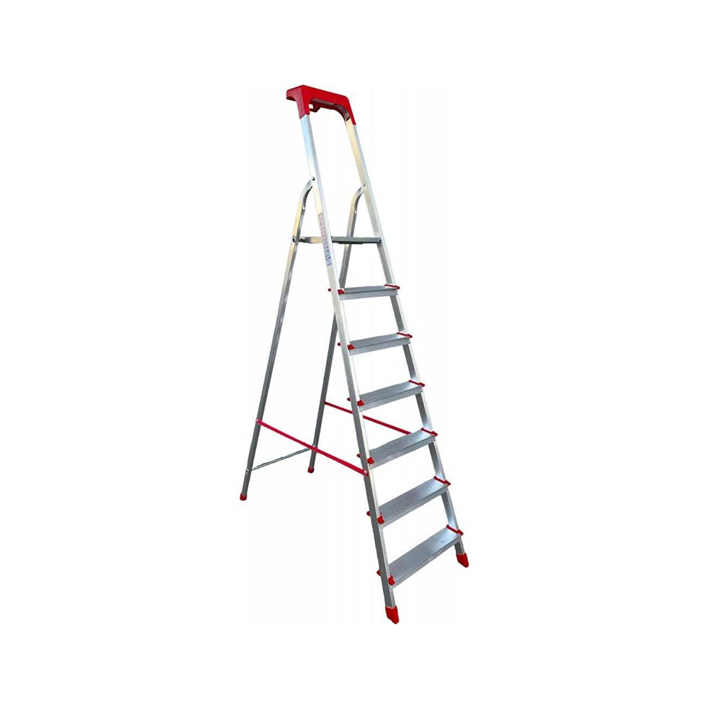 Scala In Alluminio 7 Gradini Con Base 8 Gradini Gs/Tuv En131 Portata Massima 150 Kg