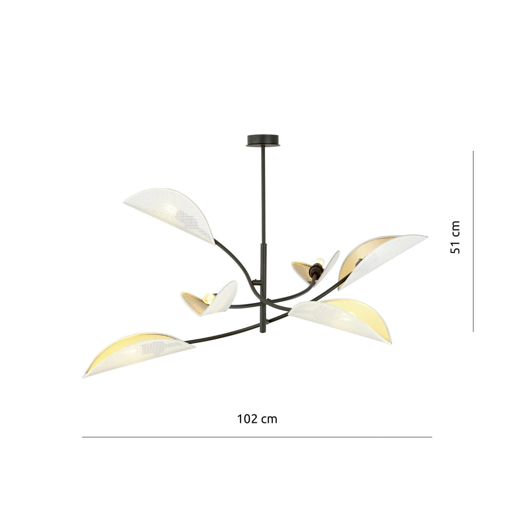 Lampadario Emibig Lotus 6 luci E14 bianco/oro dimmerabile