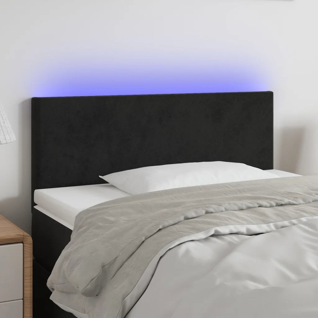 Testiera | Testata a LED Nera 90x5x78/88 cm in Similpelle