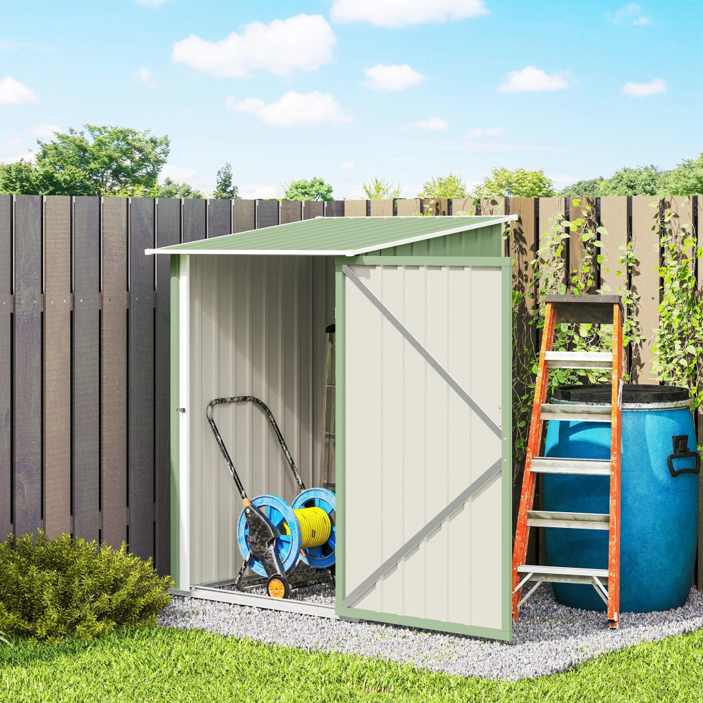 Casetta da Giardino Porta Attrezzi 100x104x160 cm con Porta in Acciaio Galvanizzato Verde Chiaro