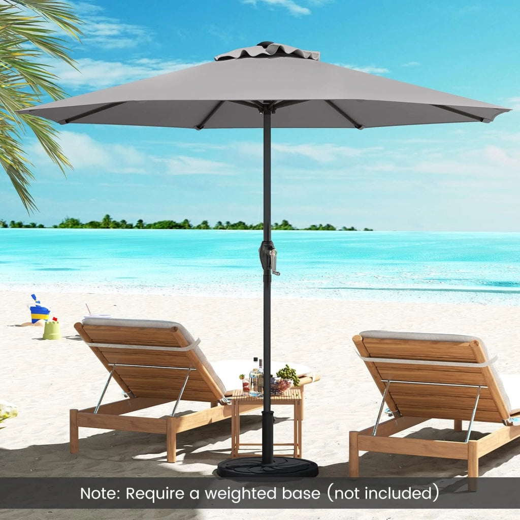 Ombrellone da Giardino Ø 260/360 cm con Manovella e 8 Stecche, Ombrellone Parasole Ventilato, Telaio in Metallo, Anti UV, da Esterno, Terrazzo, Spiaggia, Balcone, Mercato