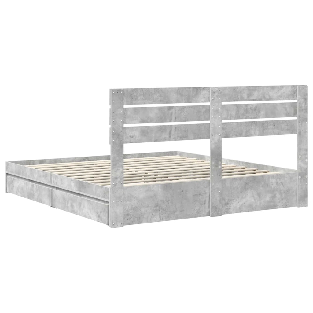 Letto con Contenitore con testiera Grigio cemento 180 x 200 cm