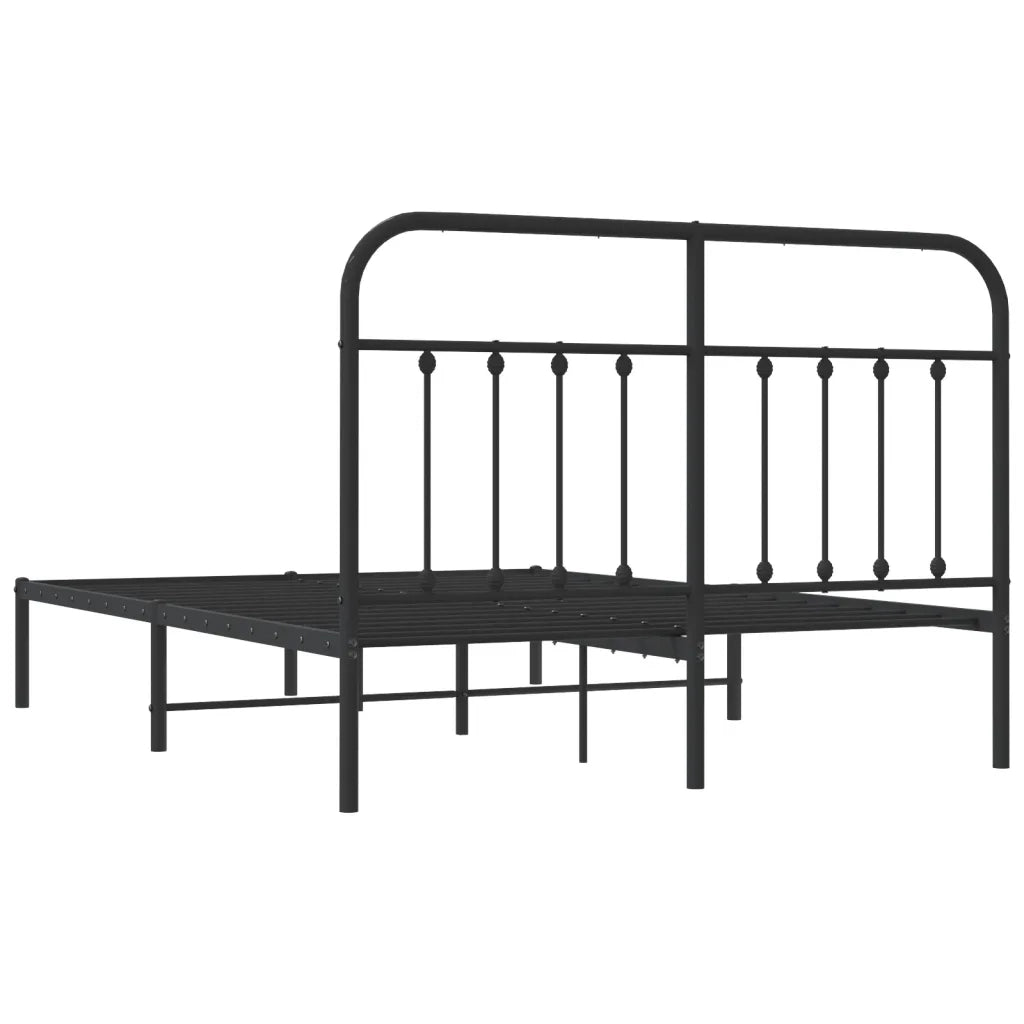 Giroletto con Testiera-Struttura Letto con testiera in Metallo Nero 140x200 cm 388992