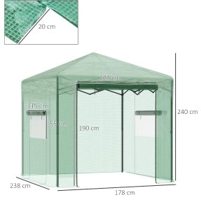 Serra pieghevole con porta e finestre avvolgibili 238x178x240 cm