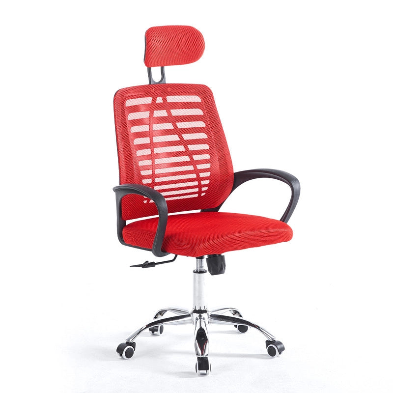 RMF Sedia Ufficio Ergonomica Professionale Reclinabile, Sedia Scrivania in Rete con Seduta Comoda e Rilassante - Poltrona Relax Ufficio con Ruote Girevoli Altezza Regolabile ROSSA