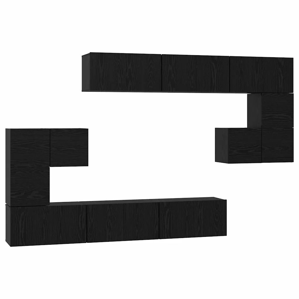 vidaXL Set mobile TV 10 pcs Rovere nero 60 x 30 x 30 cm