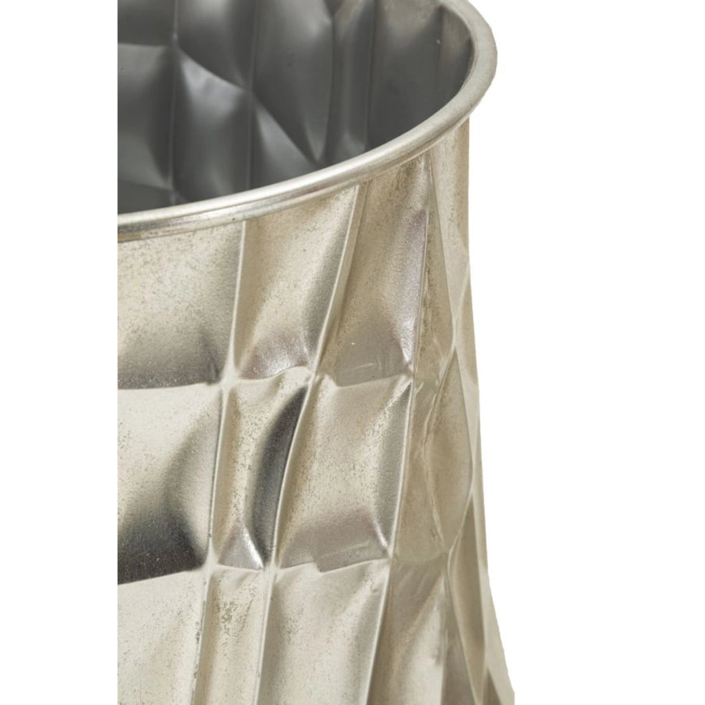 Set di 3 Vasi Decorativi VKH775, Argento, Metallo, 35x35x38,5 cm