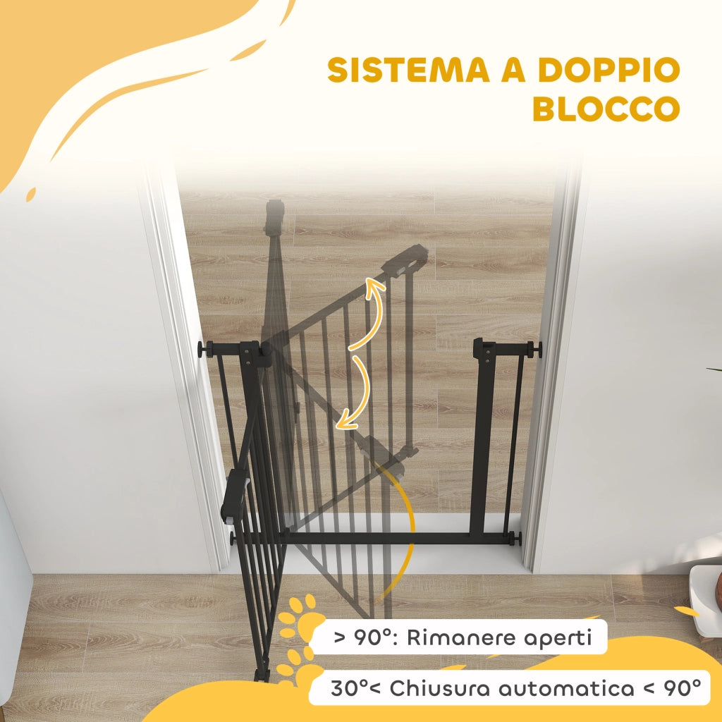 Cancellino per Cani e Animali Domestici con Chiusura Automatica per Scale e Ingressi. 68x77 cm. Nero