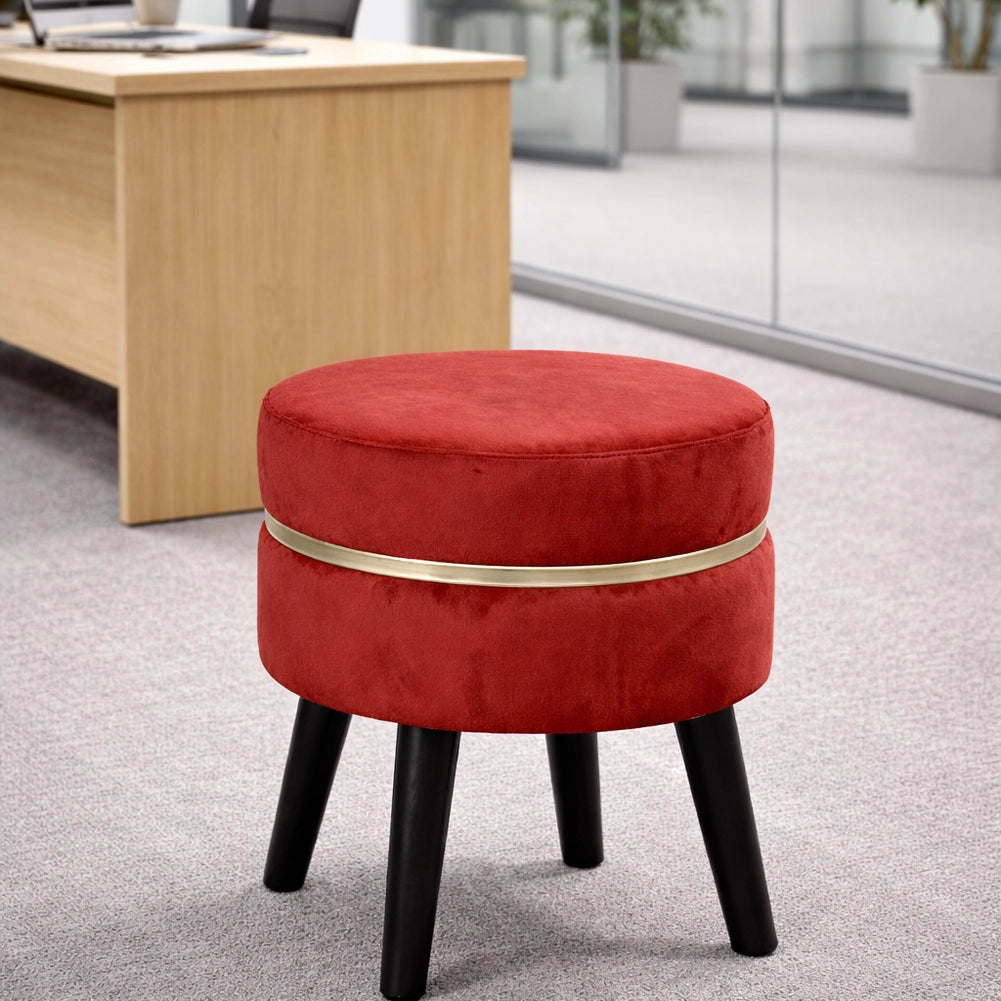 Pouf Sgabello Rotondo Bordeaux Design Moderno Poggiapiedi Rivestimento Velluto