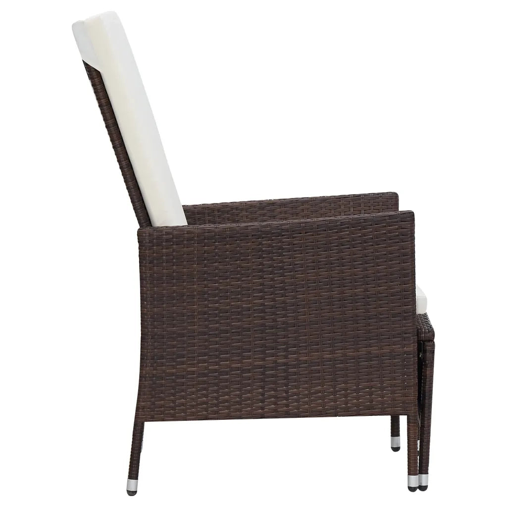 Sedia da Giardino Reclinabile con Cuscino in Polyrattan Marrone cod mxl 24904