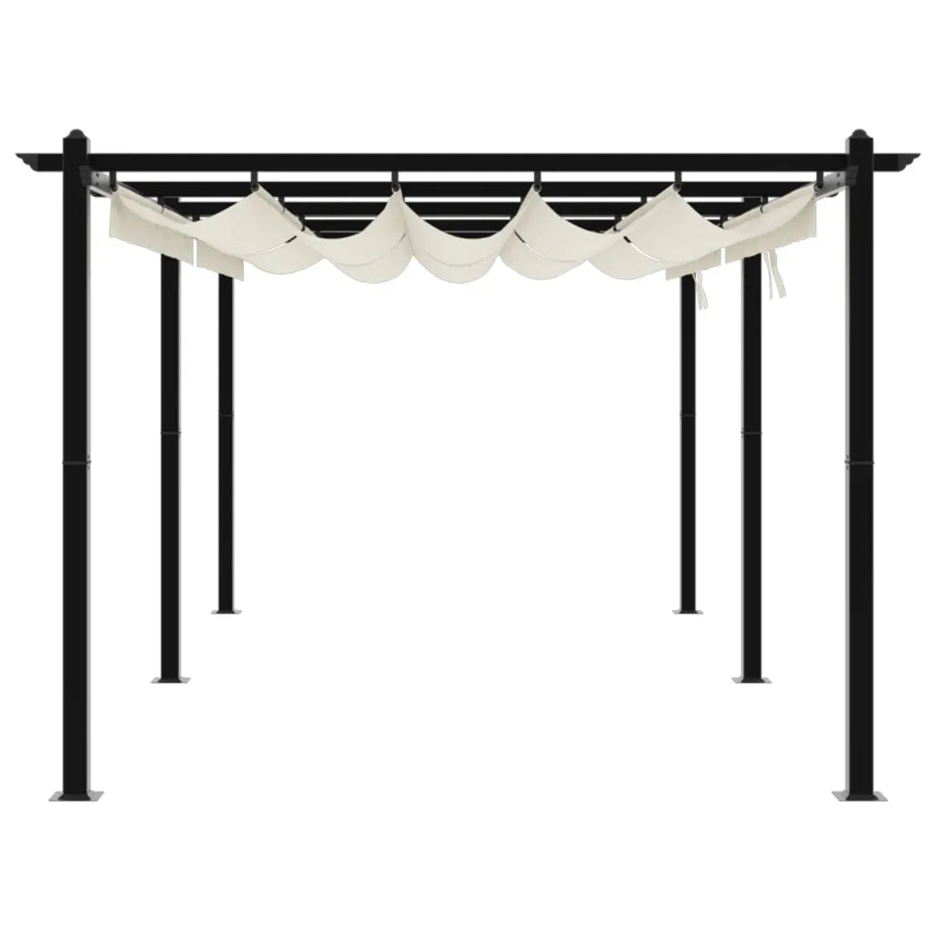 Gazebo da Giardino con Tetto Retrattile Crema 3x6m in Alluminio