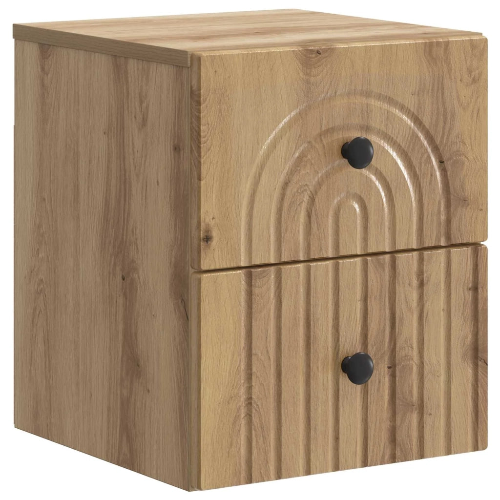 Comodino | Armadio da Notte | Mobiletto da notte a muro Rovere Artigianale 33 x 34,5 x 40 cm