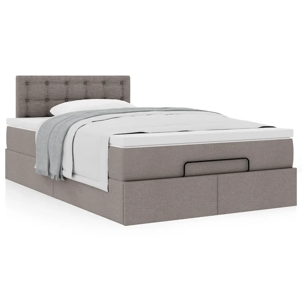 Struttura Letto Pouf con Materasso Tortora 120x200cm in Tessuto 3311619