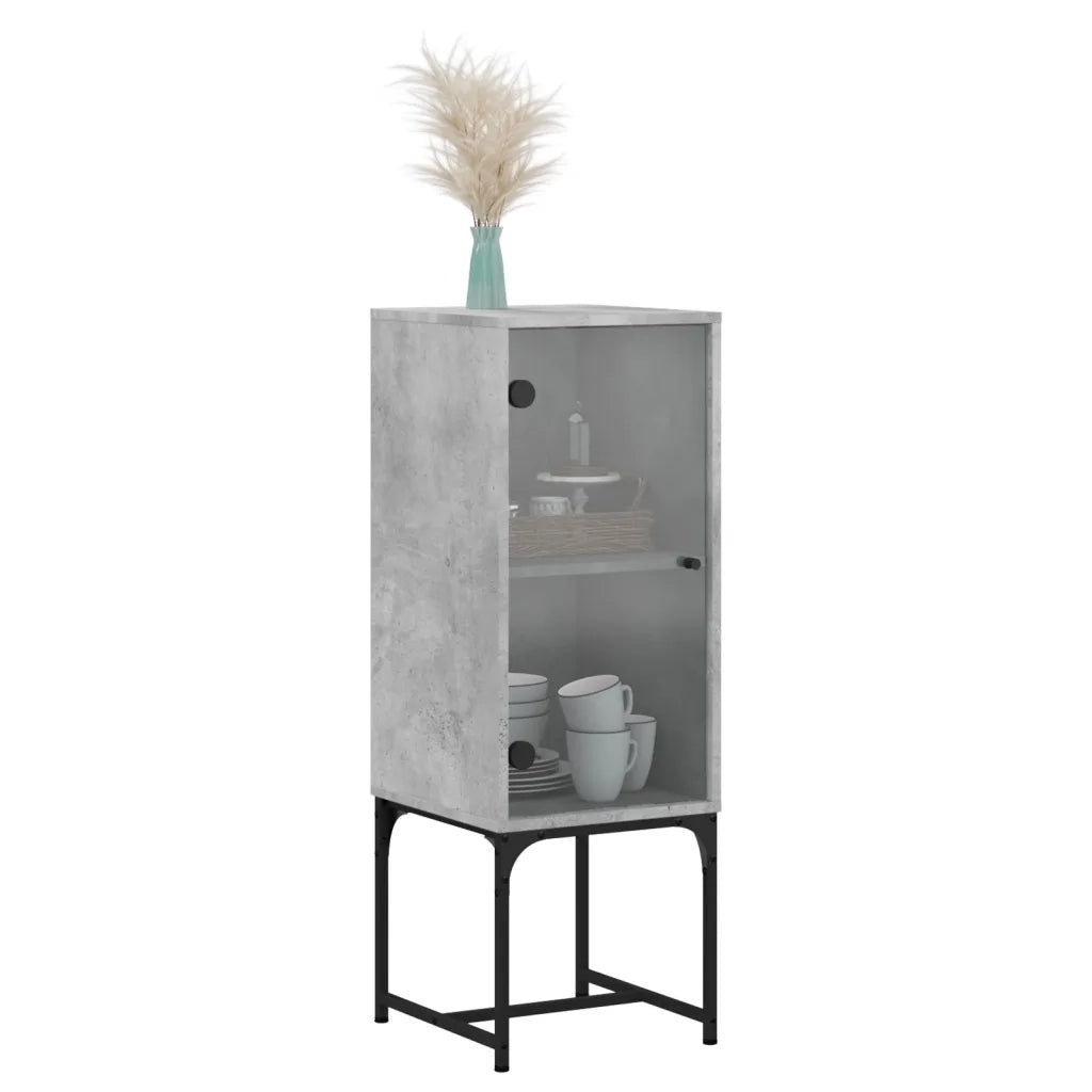 Mobile con Anta in Vetro Grigio Cemento 35x37x100 cm 836556