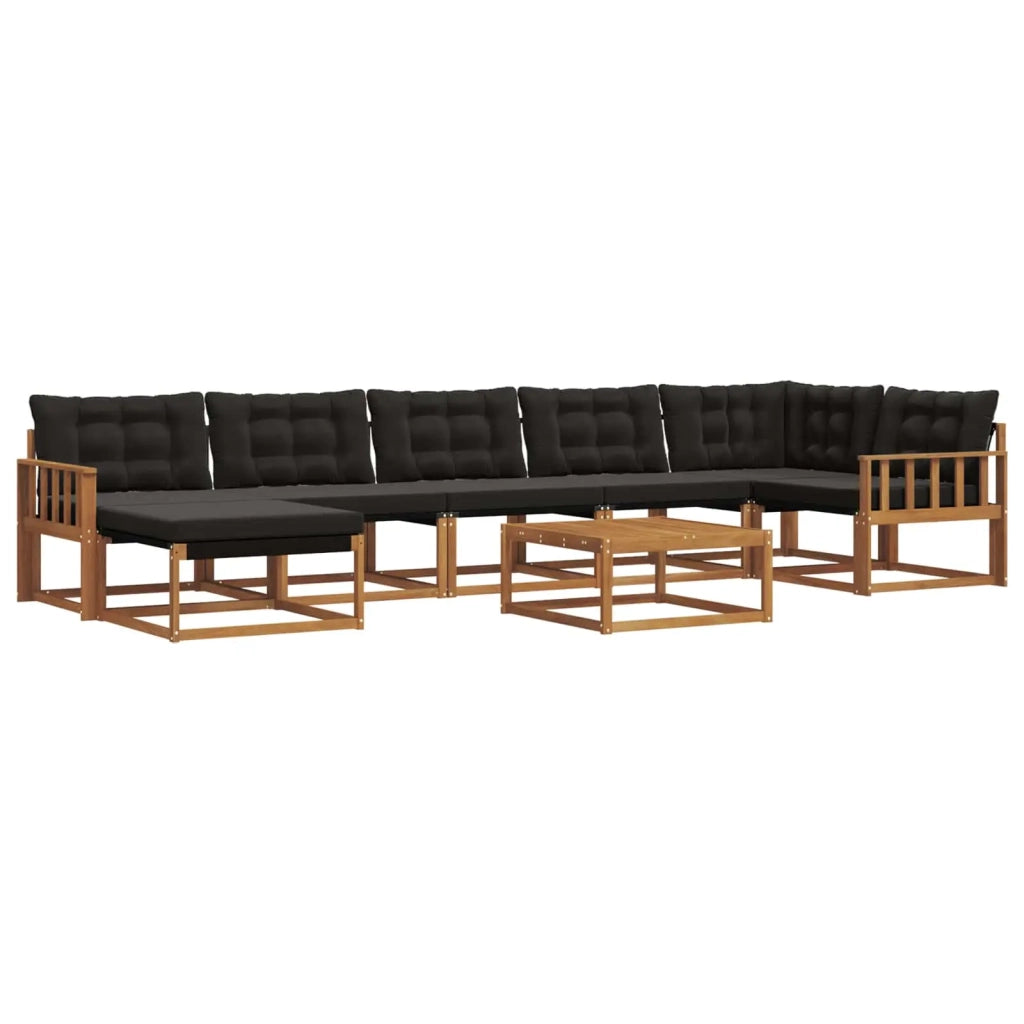 Set di divani da esterno con cuscino 22 pcs Naturale e Nero