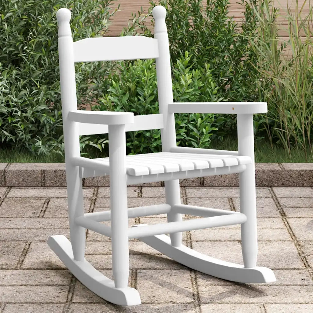 Sedia a Dondolo per Bambini Bianca in Legno Massello di Pioppo CFW7197136