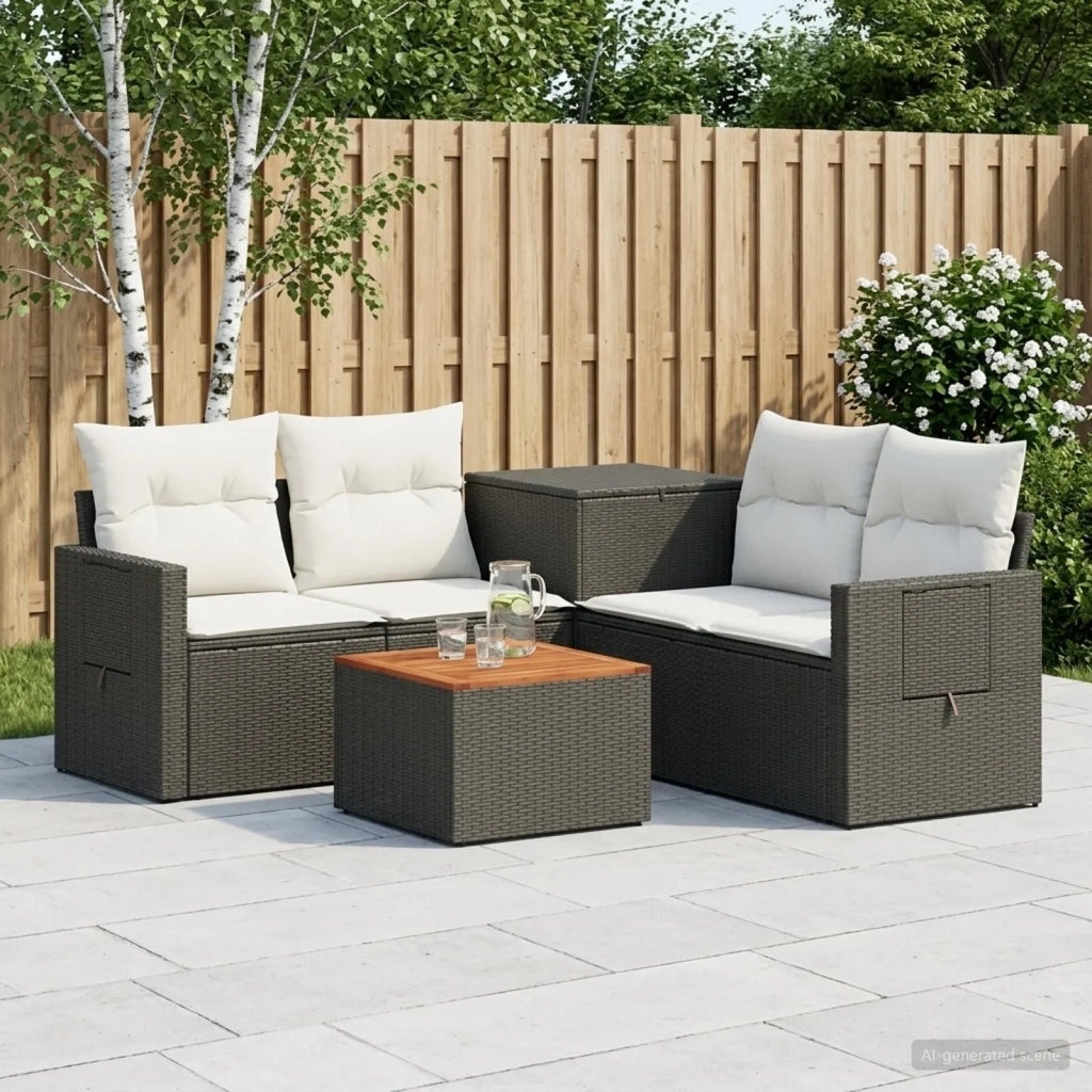 Set di divani 6 pz Nero e Bianco Crema 3447449