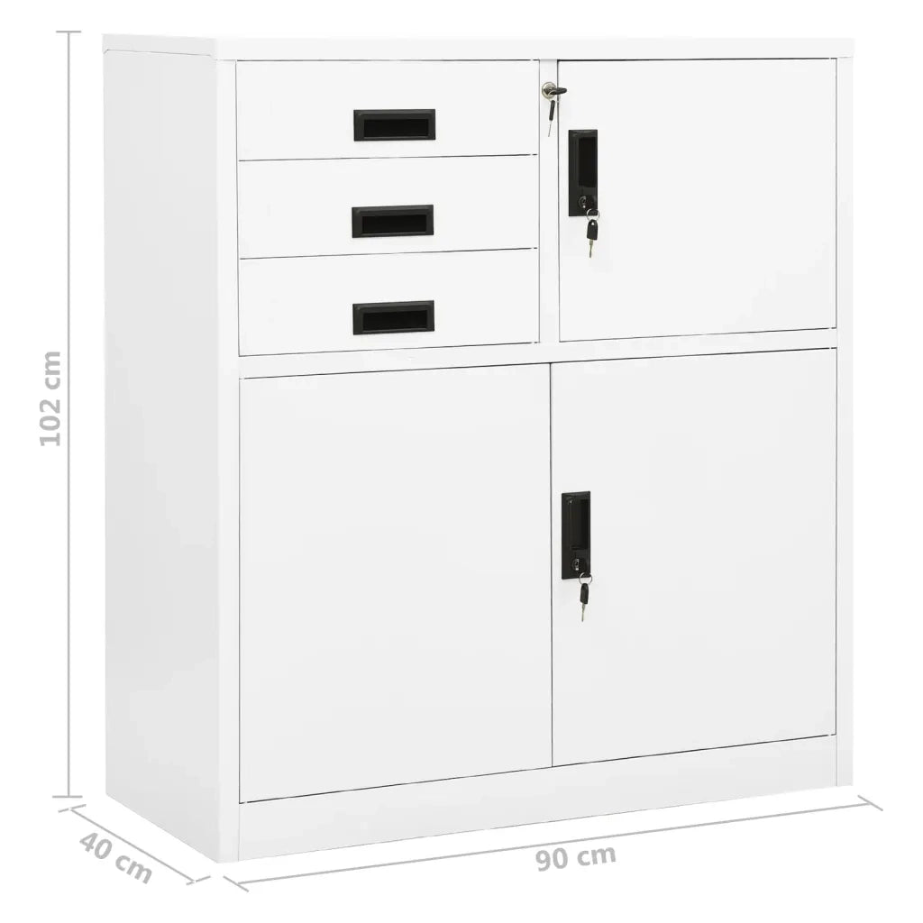 Armadio per Ufficio Bianco 90x40x102 cm in Acciaio 336405