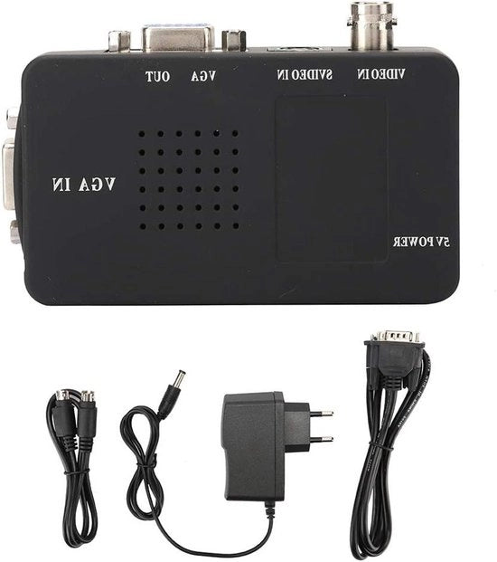 Convertitore di Video da S Video a VGA HD - Adattatore VGA per Monitor PC - Box di Scambio Video per Computer - Monitor PC (Prese EU)