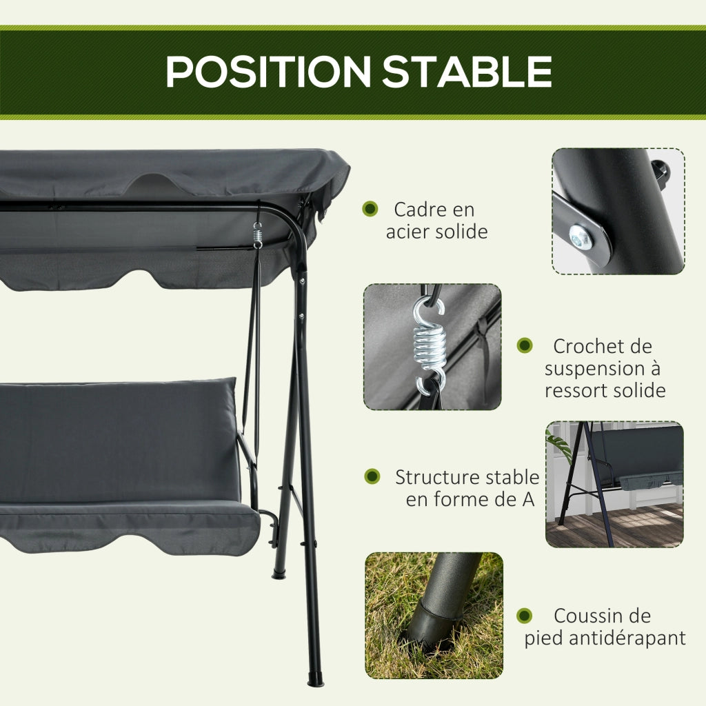 Amaca da Giardino 3 Posti ¨C zephmum ¨C Grigio Nero