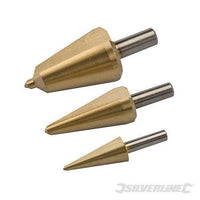 Set di frese coniche rivestite di titanio HSS per la foratura della lamiera e plastica 3 pz