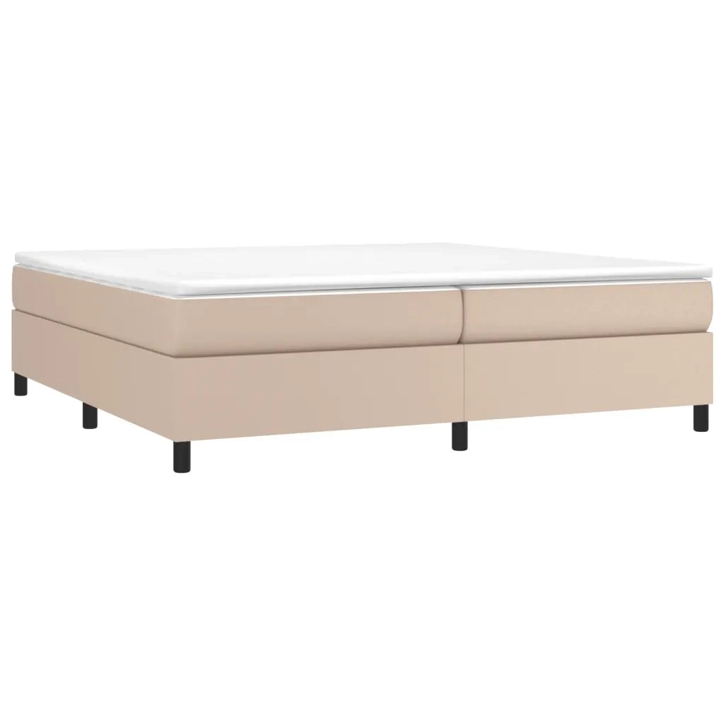 Struttura Letto a Rete a Molle-Giroletto Cappuccino 200x200 cm in Similpelle 107118