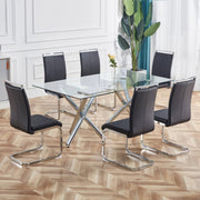 Sedia da Pranzo in Ecopelle Imbottita ¨C Xylo ¨C Nero, Set 4 Pezzi, Gambe in Metallo