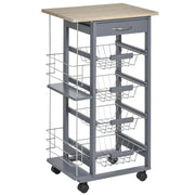 CARRELLO DA CUCINA CON CASSETTO E 4 CESTELLI METALLICI 47X37X83 CM GRIGIO SCURO