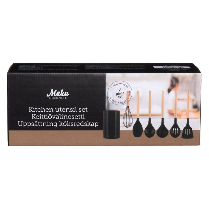 Set Mestoli 7 Pezzi Utensili da Cucina Con Barattolo Contenitore