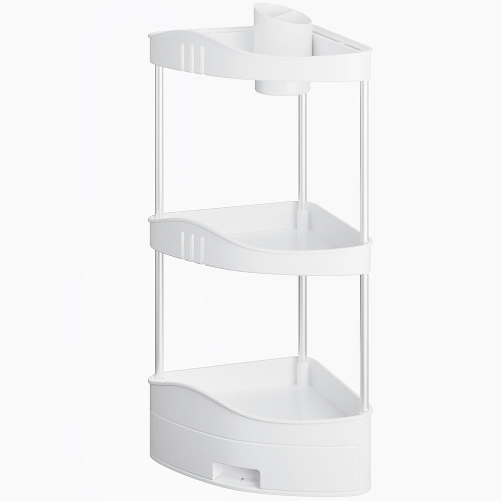 Scaffalatura Angolare 3 Ripiani 1 Cassetto Unità di Mensole ad Angolo Multiuso