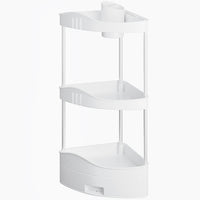 Scaffalatura Angolare 3 Ripiani 1 Cassetto Unità di Mensole ad Angolo Multiuso