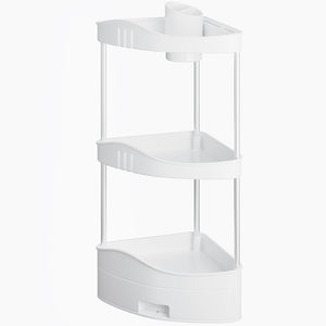 Scaffalatura Angolare 3 Ripiani 1 Cassetto Unità di Mensole ad Angolo Multiuso