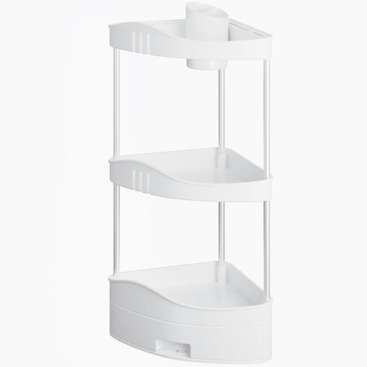 Scaffalatura Angolare 3 Ripiani 1 Cassetto Unità di Mensole ad Angolo Multiuso