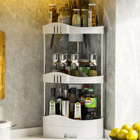 Scaffalatura Angolare 3 Ripiani 1 Cassetto Unità di Mensole ad Angolo Multiuso