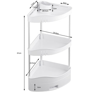 Scaffalatura Angolare 3 Ripiani 1 Cassetto Unità di Mensole ad Angolo Multiuso