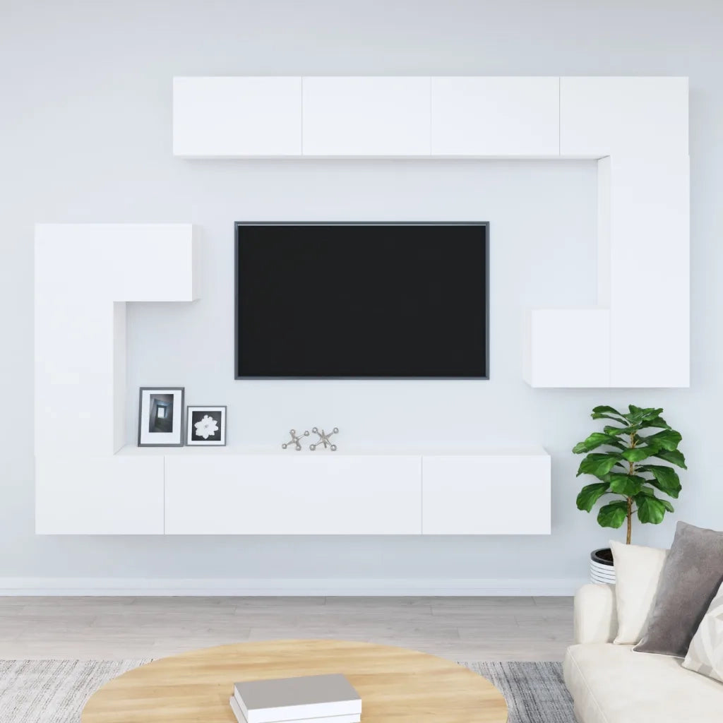 Mobile Porta TV a Parete Bianco in Legno Multistrato