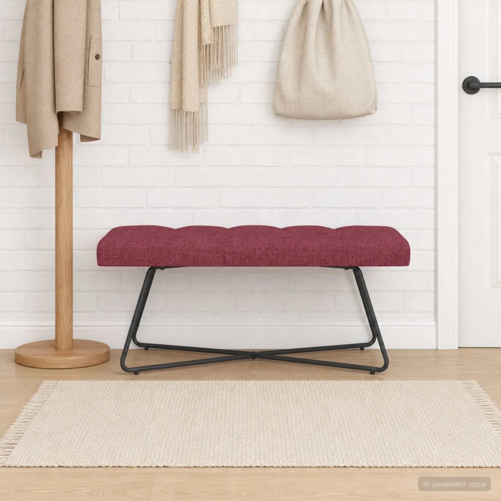 Panchina con bottoni imbottiti Rosso Vino 110 x 40 x 46 cm 42038374