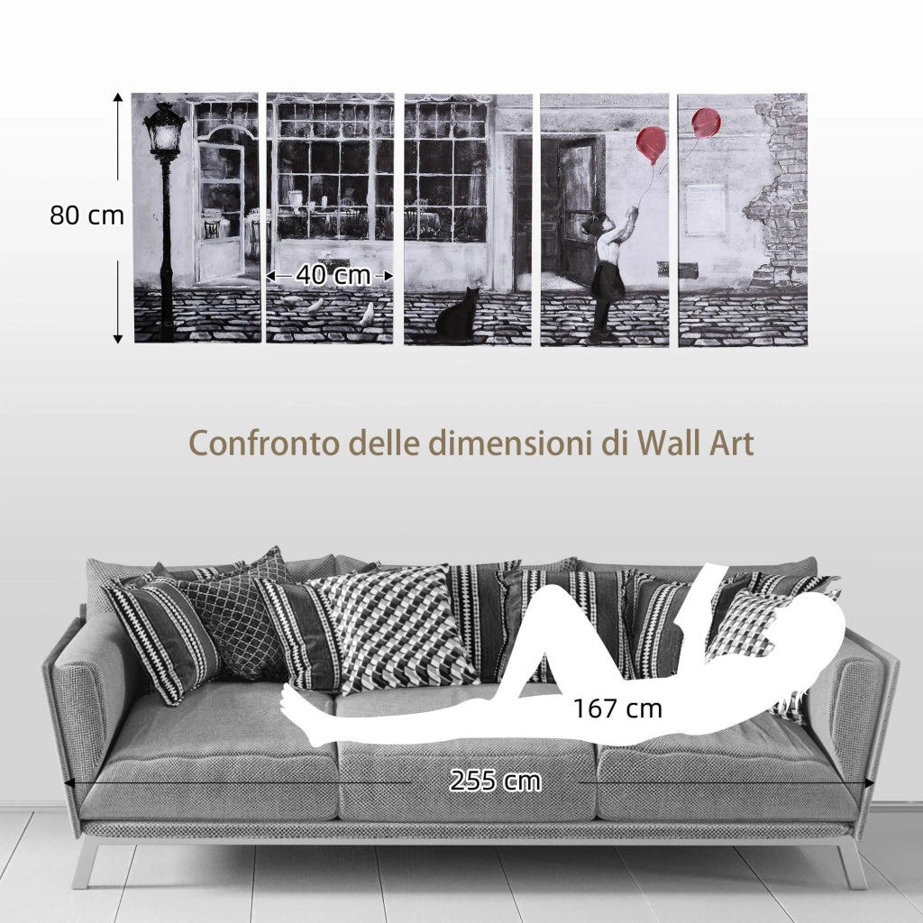 Stampa su Tela con Bambina 80x40 cm 5 Pezzi in Legno di Pino